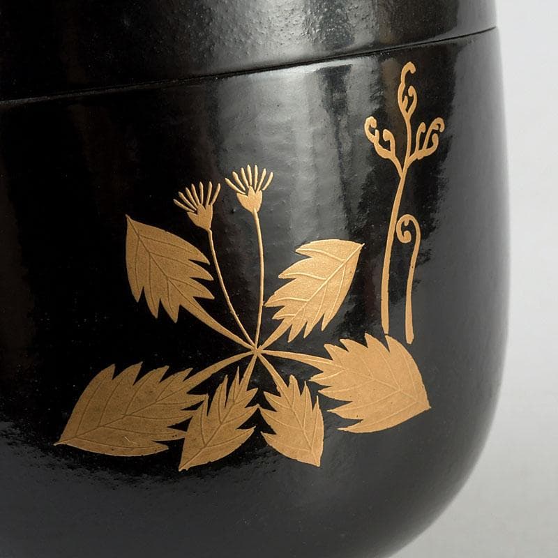 茶道具　堀川蒼雲作　螺鈿装飾　花蝶蒔絵　中棗　共箱　V　9363