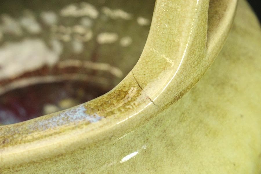 中国美術 窯変釉 時代 火鉢 瓶掛 φ30cm(LC403)