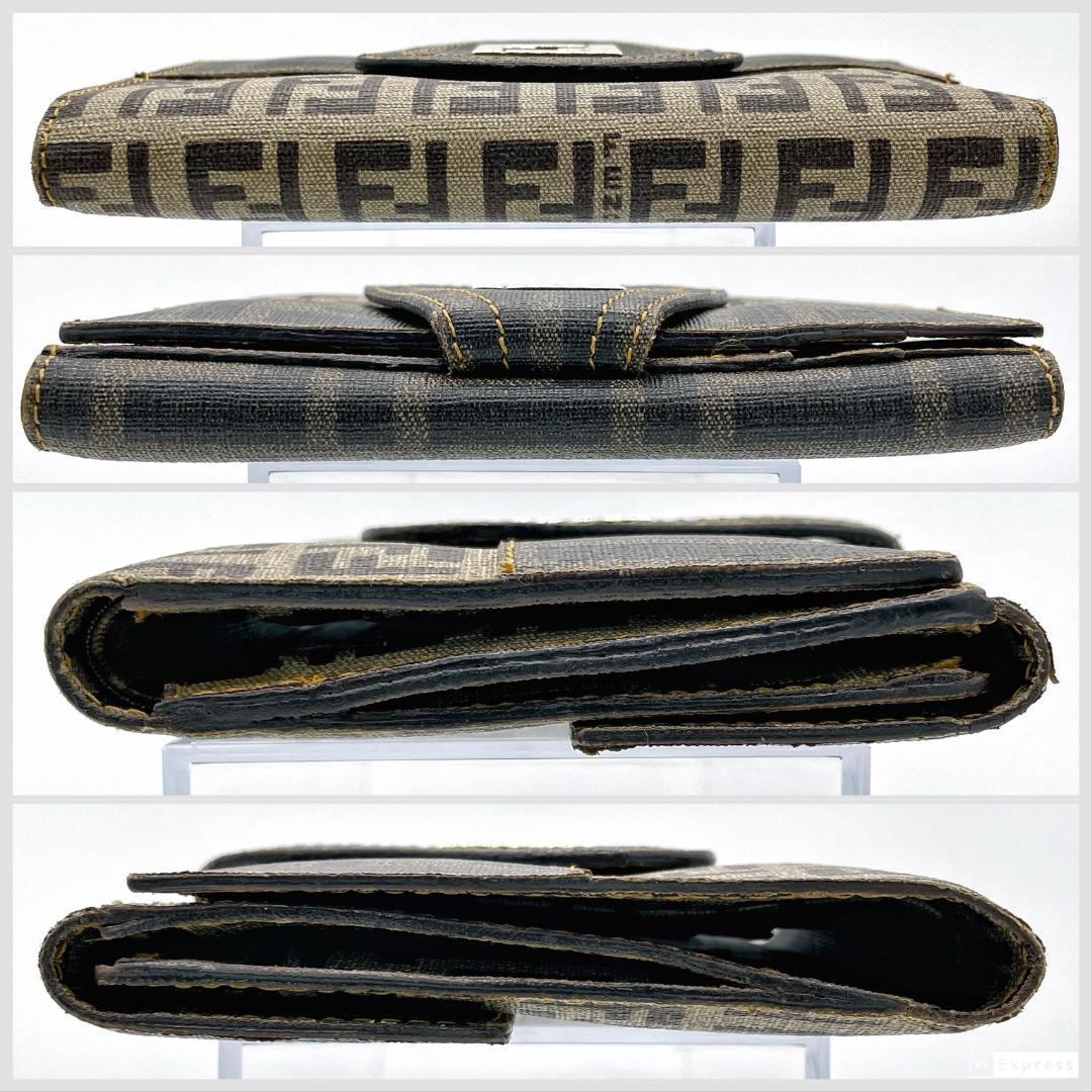 ■594 FENDI フェンディ FFズッカ柄 折り財布 ブラウン 茶 希少品