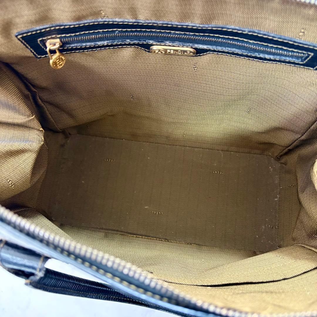 美品 FENDI フェンディ ズッカ柄 ハンドバッグ キャンバス×レザー 茶系