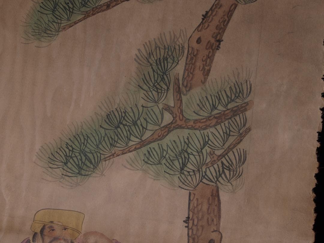 旧家整理品　中国清時代掛け軸　肉筆水彩絵　骨董品　 AK436A10-3