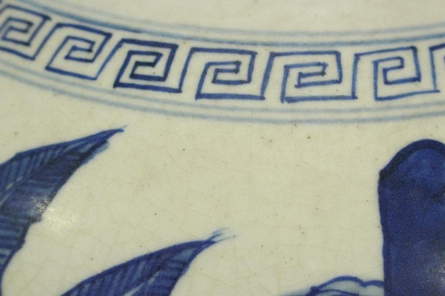 中国美術 青花 宮廷人物紋 蓋壷 高25.5cm(LC209)