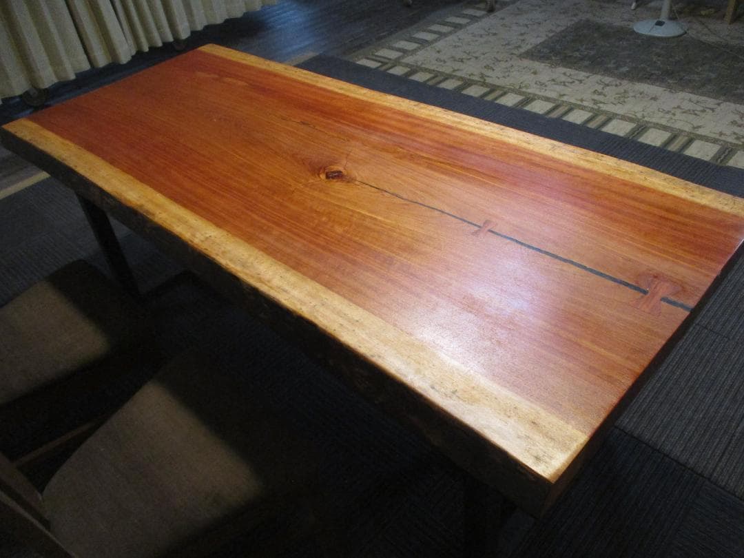 # 1308■　ブビンガ　テーブル　ダイニング　座卓　一枚板　天板