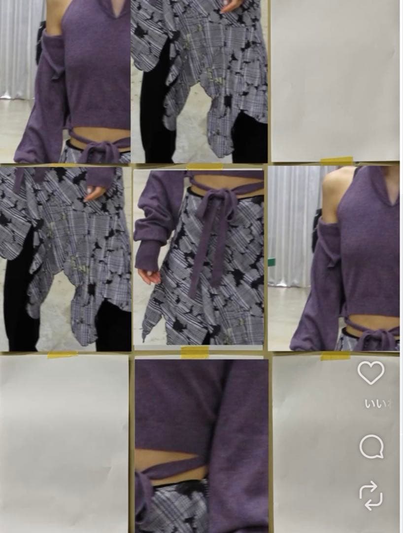 【PERVERZE】Check and Lace Jaggedhem Skirt