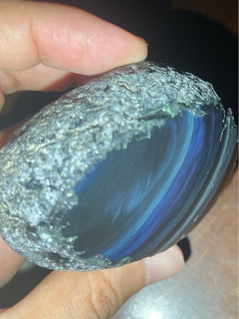研磨品　十勝石玲瓏　複合色レインボーオブシディアン