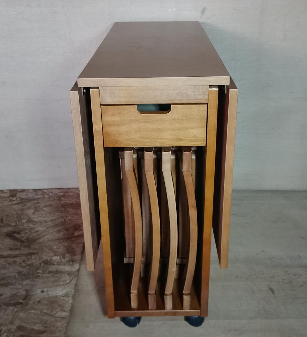 折りたたみテーブル＆チェア4脚セット バタフライテーブル 伸長式 ダイニング