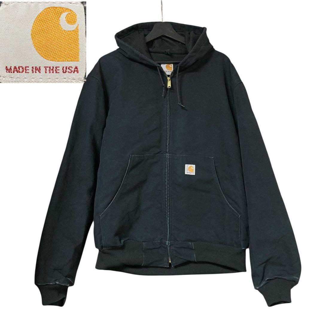 USA製 Carhartt フード付きジャケット ブラック アクティブジャケット
