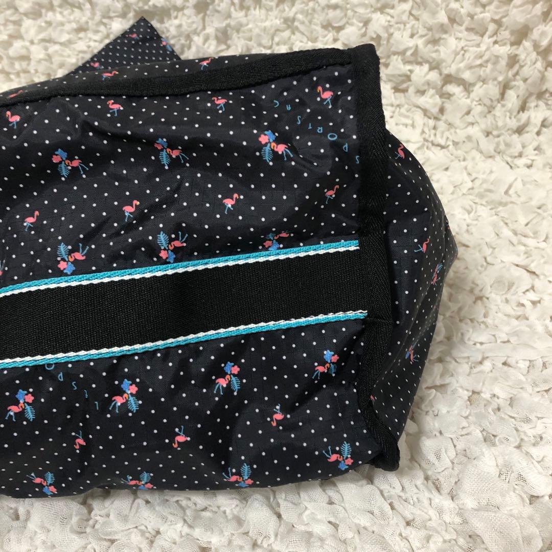 新品【LeSportsac】ボストンバッグ フラミンゴ　黒　ポーチ付き　セット①