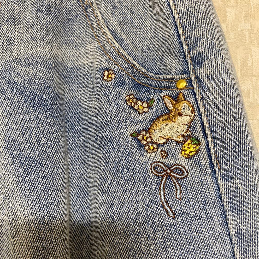 ぽ*こ様 franchelippee フランシュリッペ うさぎ 刺繍 デニムスカ