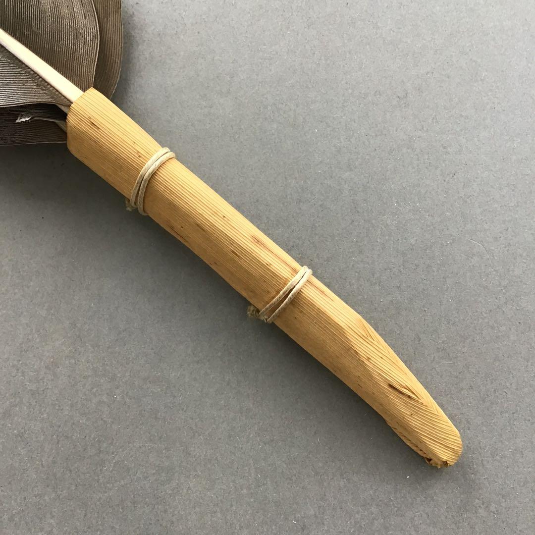 茶道具　御羽箒　三ツ羽根(野雁)羽箒　紙箱劣化有　S68HB