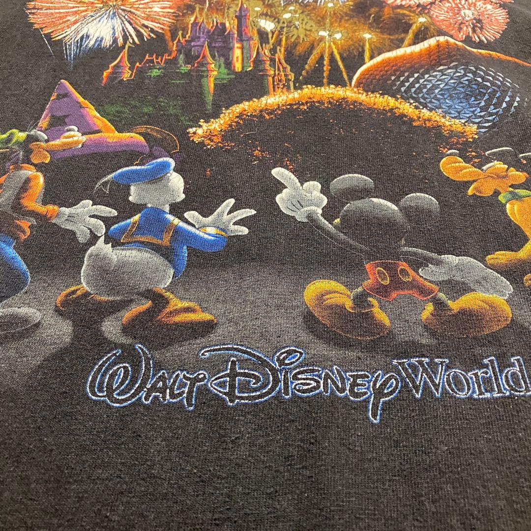 ディズニー　ミッキー tシャツ ブラック　XL 花火　ドナルド　グーフィー