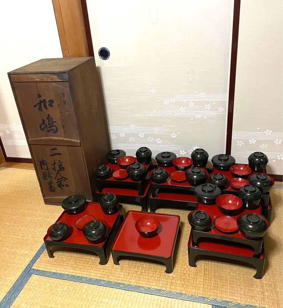 明治 大正 御膳 アンティーク 漆芸 セット 大量 漆塗り 骨董 漆器 木製 c