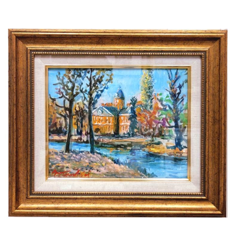 ☆ 高橋益之 ☆「 秋の道庁」油絵 　F３号サイズ 　新品！