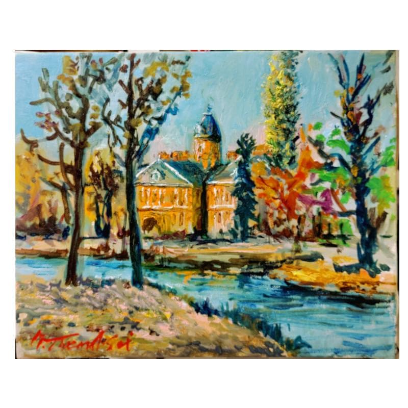 ☆ 高橋益之 ☆「 秋の道庁」油絵 　F３号サイズ 　新品！