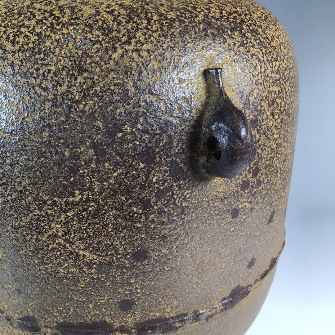 Ｍ１７６　茶釜　『釜師　加藤恵造作』『茄子耳』『素文』『棗釜』　共箱　茶道具