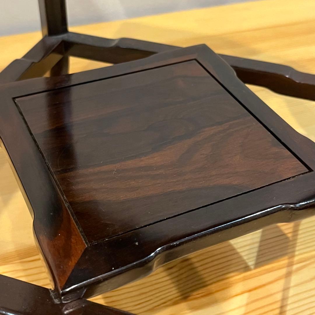 唐木花台　中卓　鉄刀木？黒檀？紫檀？約27x27x37cm 天然　タガヤ　無垢