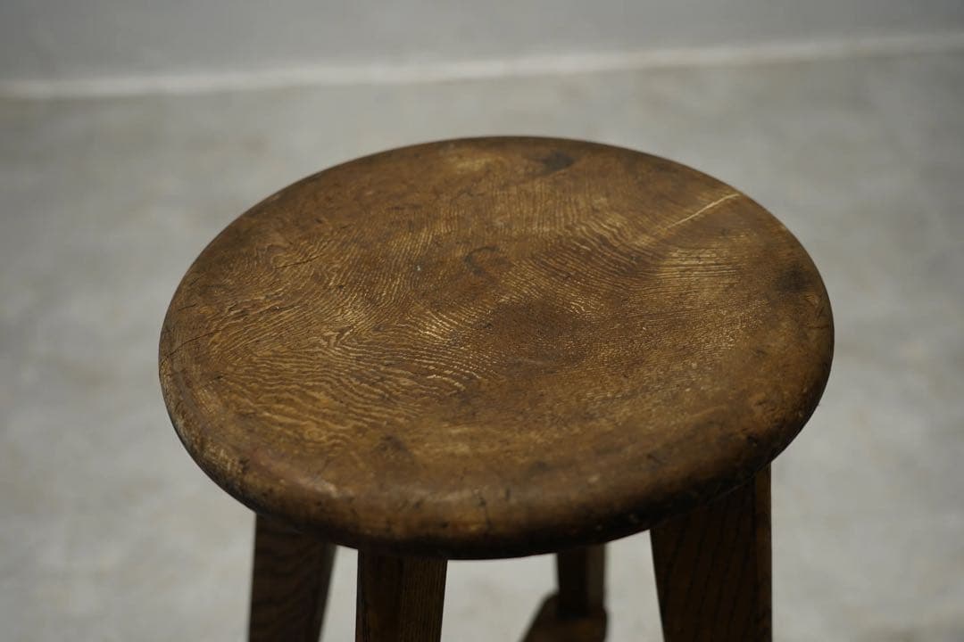 楢材　昭和初期　スツール　古木