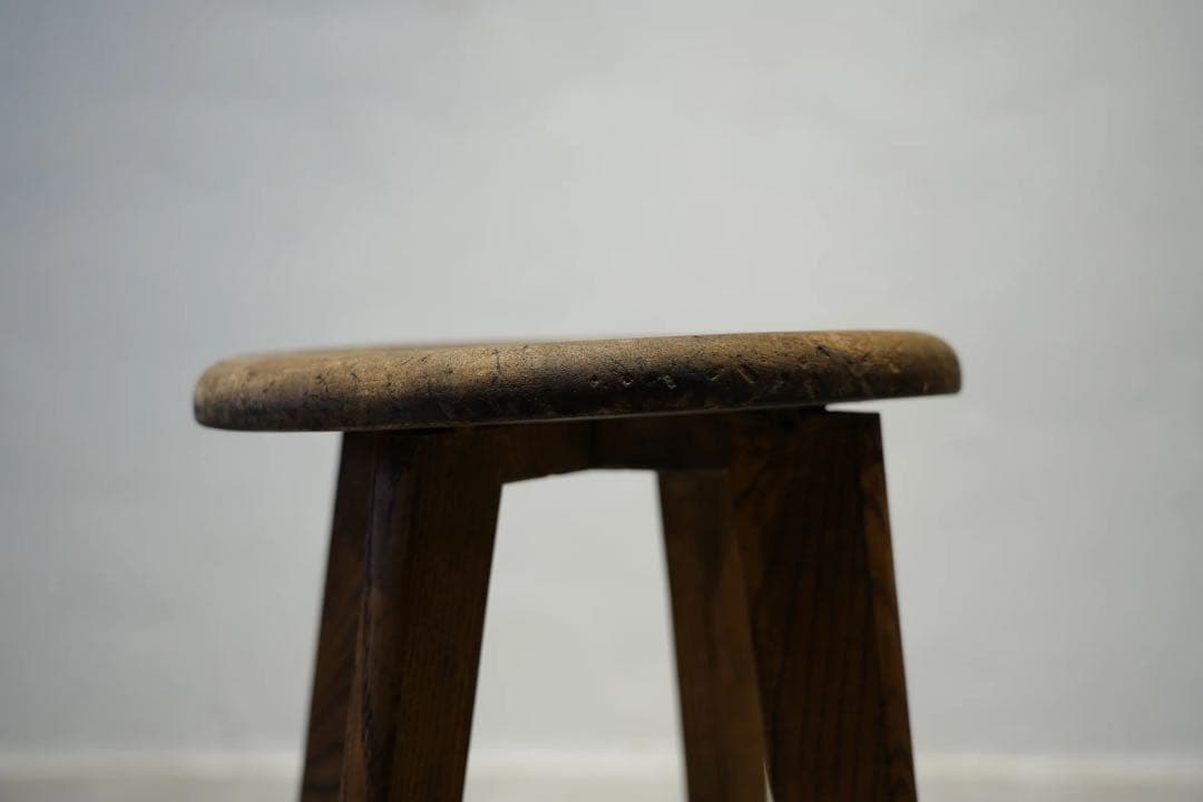 楢材　昭和初期　スツール　古木
