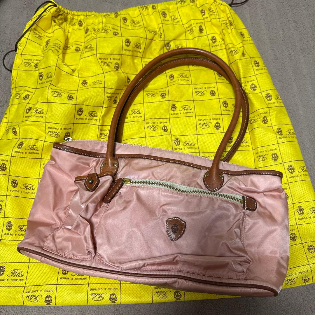 フェリージFelisi トートバッグ　ナイロン✖️本革 美品