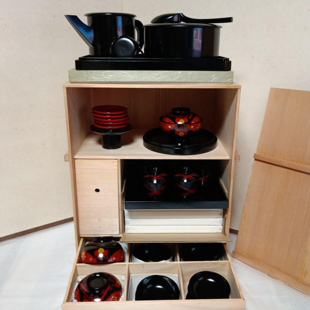 茶道具　秀衡塗茶懐石道具一式　 未使用良品　共の二重箱