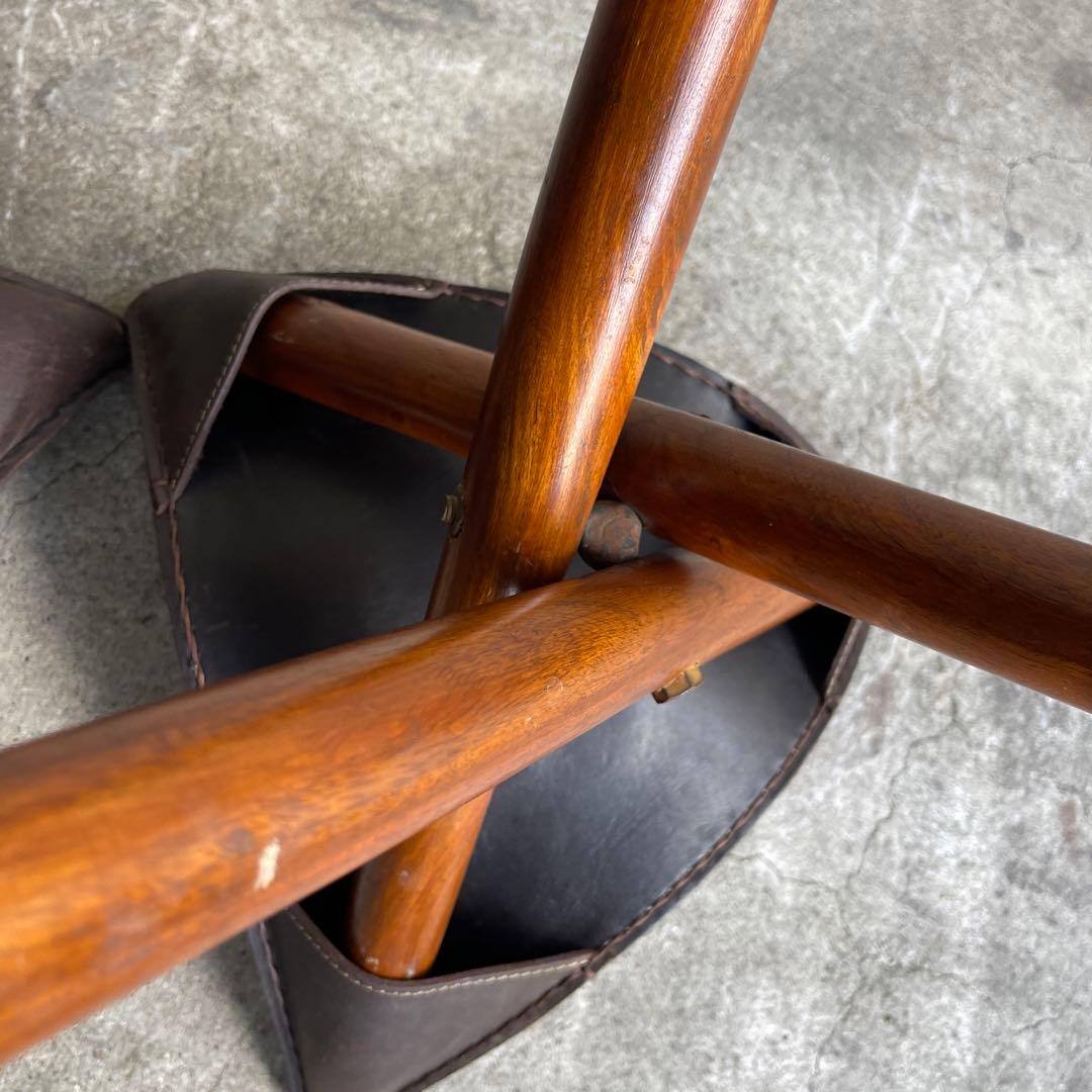 オールドビンテージ　ハンティングチェア　折り畳みチェア　本革　2脚　ハンター