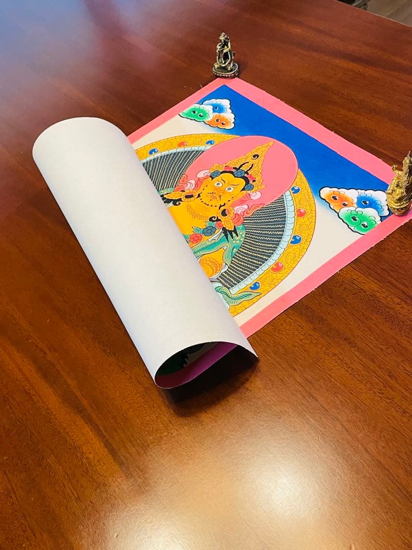 《手描き 肉筆画》宝蔵神 財宝神 シャンバラ クベラ 曼荼羅　Kubera 新品