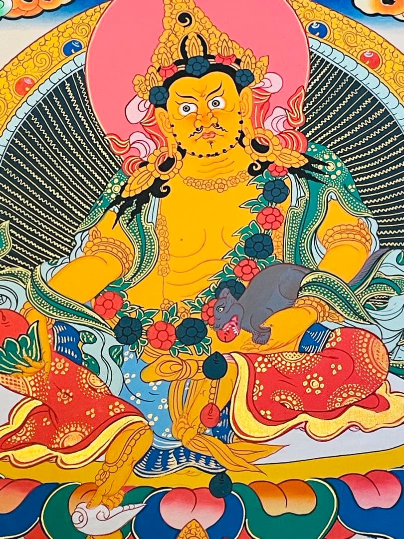 《手描き 肉筆画》宝蔵神 財宝神 シャンバラ クベラ 曼荼羅　Kubera 新品