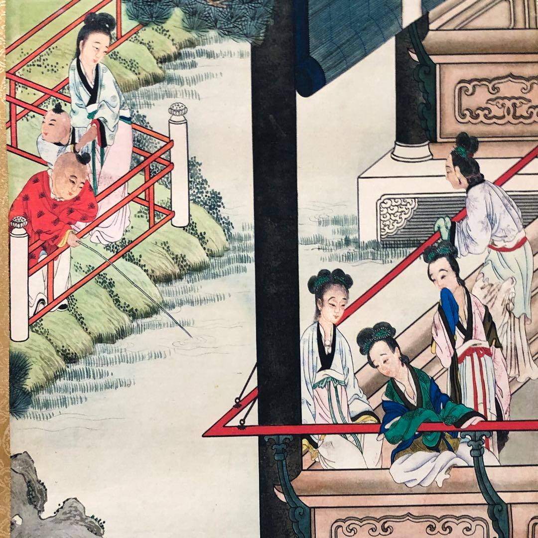 蔵出し 美術　高級品絵　巻き絵　大名家　唐寅　唐伯虎　旧蔵　掛け軸　4本セット