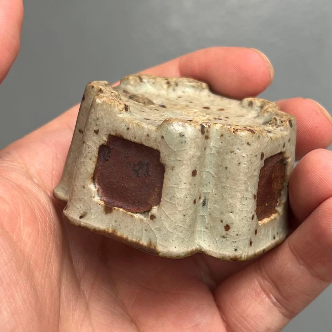 760.夢陶 隅角額入四方 豆鉢 植木鉢 盆栽鉢 5.4*5.2*3cm