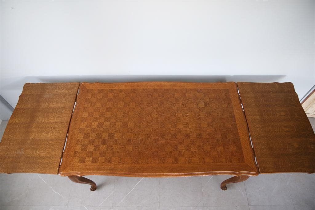 フランスアンティーク猫脚ダイニングテーブル/伸張式木製机/6人用(90-84)