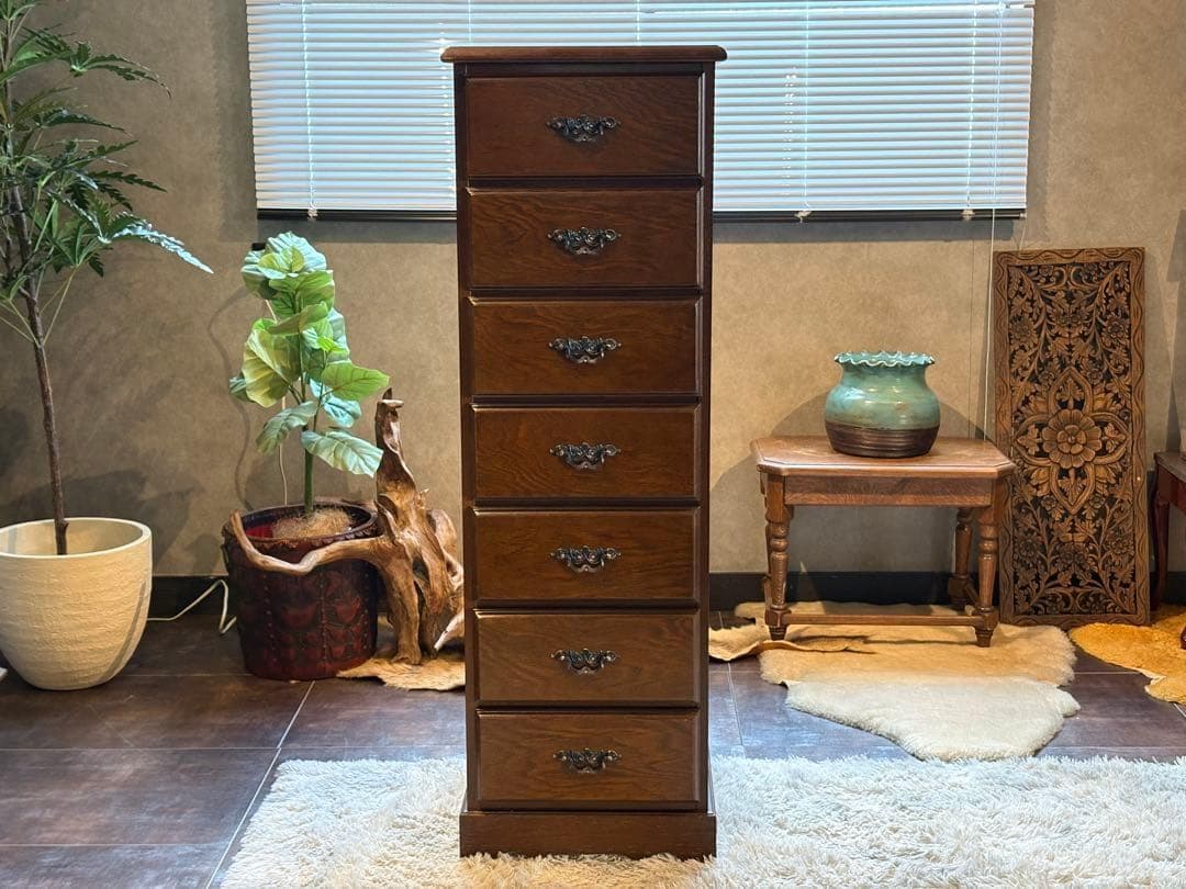 越後民芸家具　7段チェスト　アンティーク　ヴィンテージ　無垢材　nG