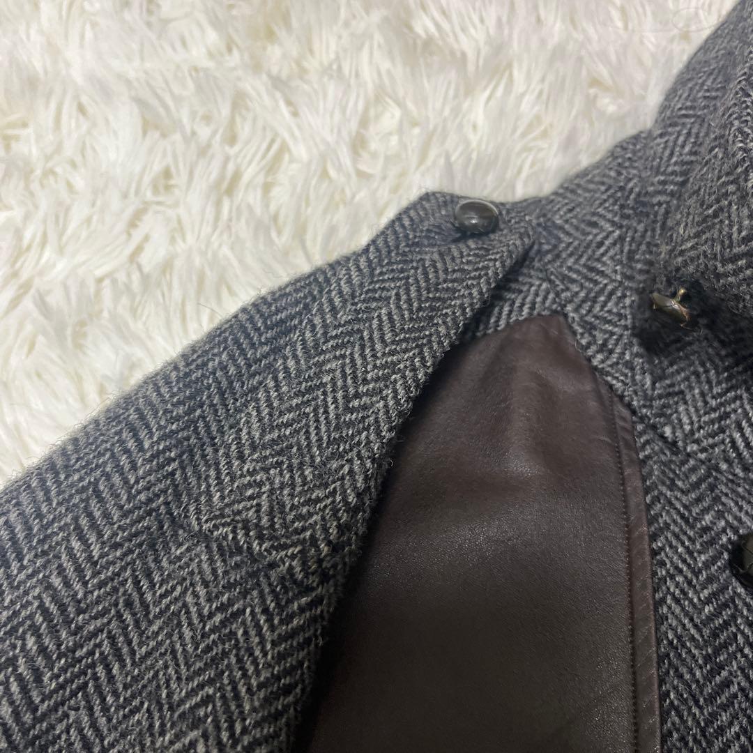 最高級✨90s バーバリー ツイードブルゾン レザー切替 L チンストラップ