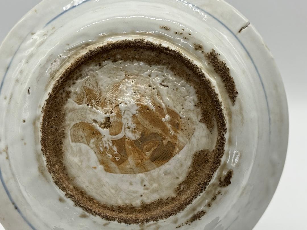 中国　明時代　染付　孔雀牡丹紋大皿　古染　送料込み250622