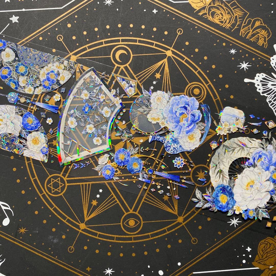 【9173】海外　中古巻　貝殻光マスキングテープ人物　装飾系　古風　半透明