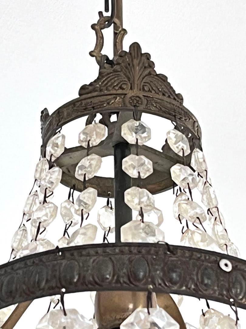 【美品】フランスアンティーク エンパイア型 装飾 1灯シャンデリア[3528]