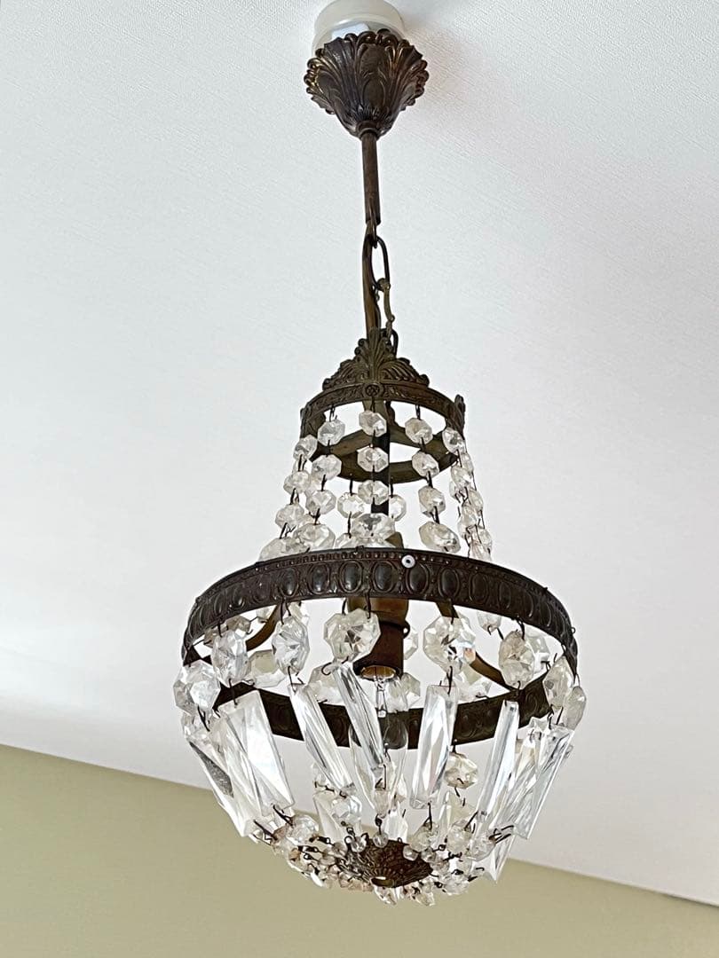 【美品】フランスアンティーク エンパイア型 装飾 1灯シャンデリア[3528]