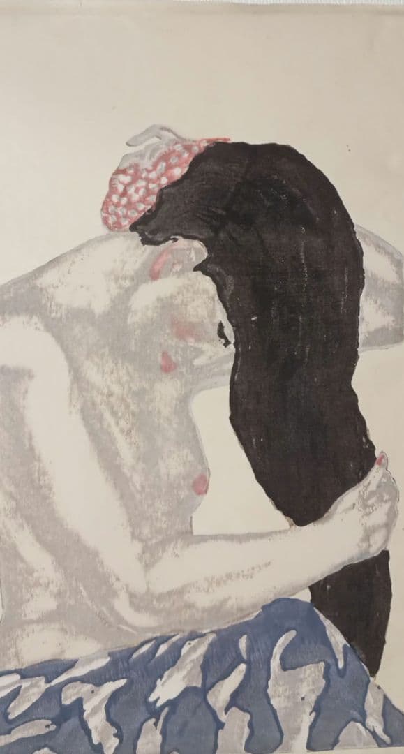 恩地孝四郎 稀木版画 拭髪、昭和5年（1930)木蘭社発行