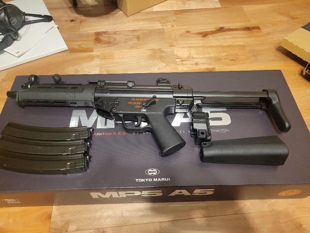 東京マルイ　MP5A5　実物マグプルカスタム　予備マグ　ストックアダプター付き