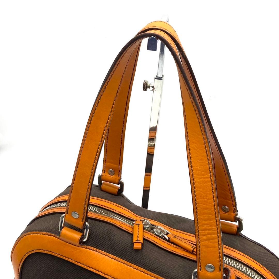 【希少】PRADA ハンドバッグ 三角ロゴプレート y2k オレンジ レザー