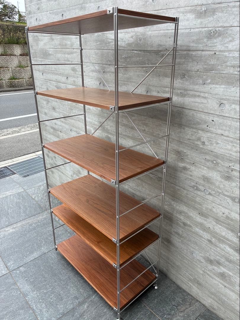 無印良品 ステンレスユニットシェルフ ウォールナット材棚セット ワイド大