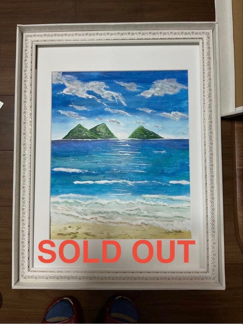 ハワイの海岸（ヤシ無し）　アクリル画　原画