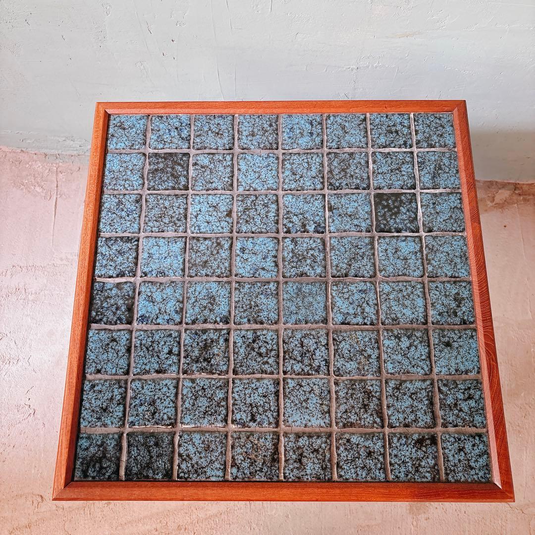 デンマーク　チーク材　タイルトップ　サイドテーブル　北欧家具　北欧ビンテージ