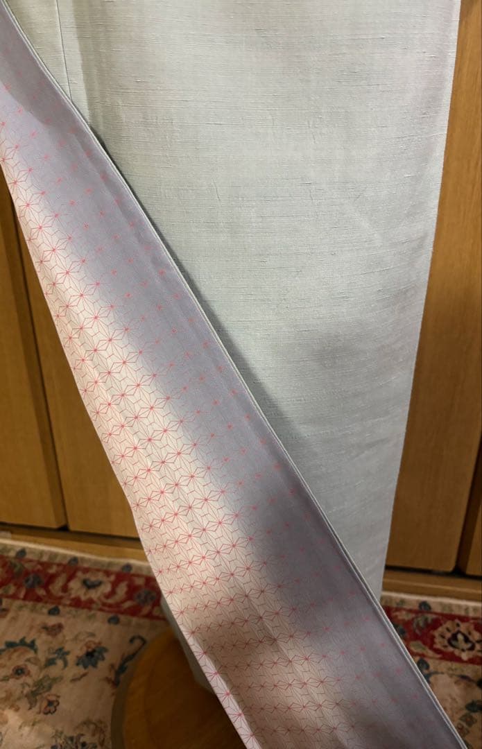 正絹袷　紅花紬調 未使用しつけ糸付き 無地　お洒落八掛 トール裄長