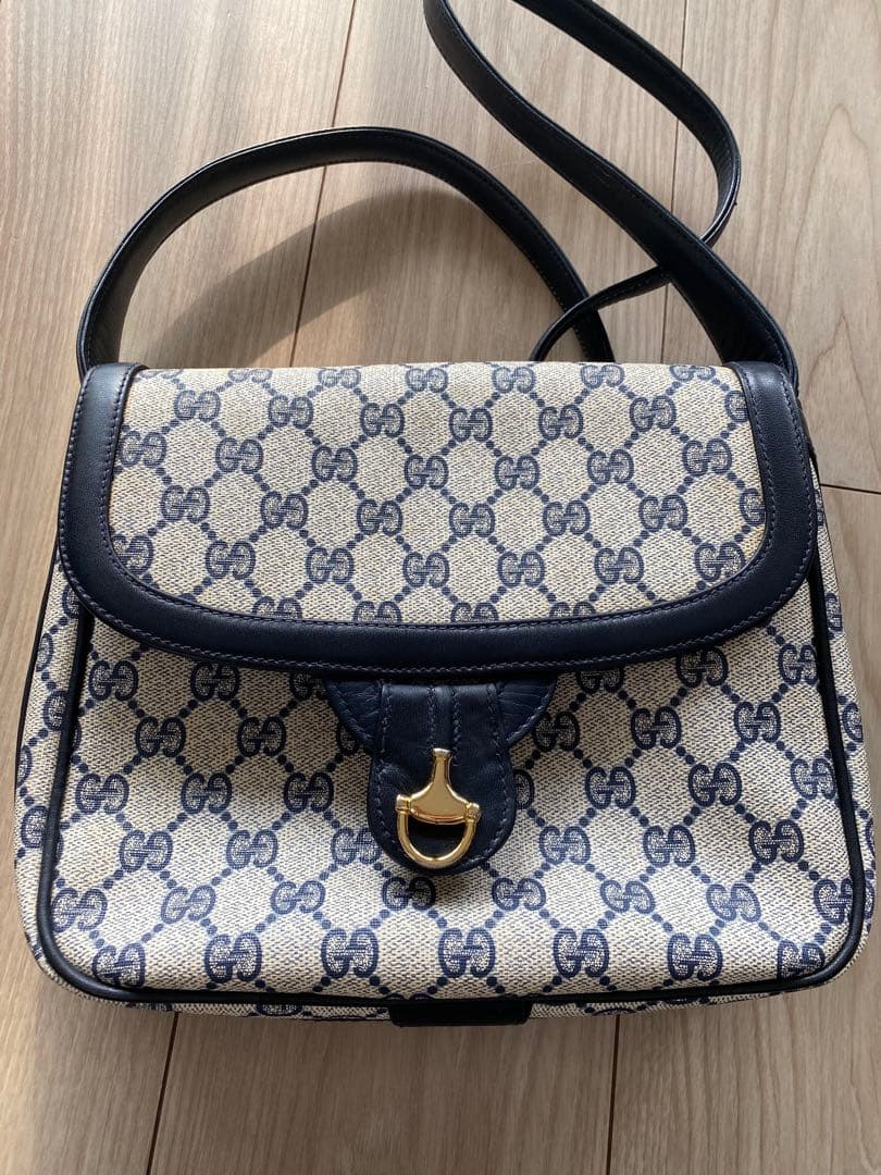 GUCCI GGパターン ショルダーバッグ ネイビー/アイボリー