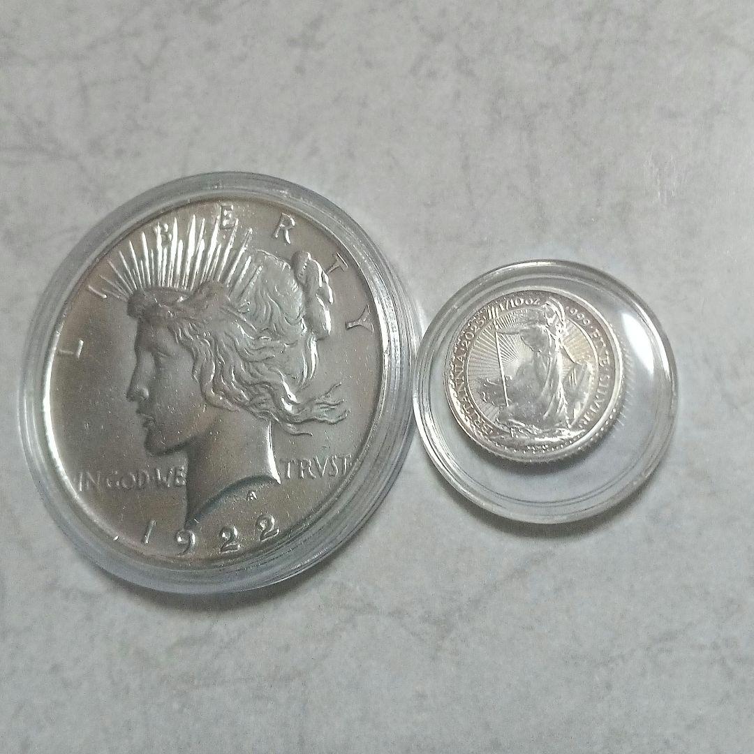 t*o様 ピースダラー/ブリタニア(1/10)オンス銀貨ー2枚セット。