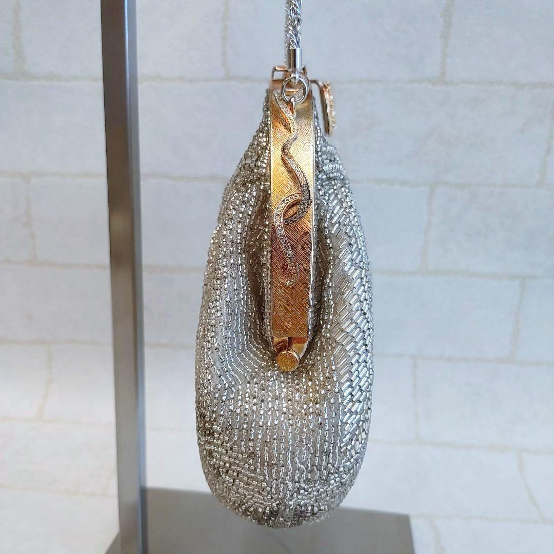 LUMYルミーはしもと ビーズバッグ がま口 栞 鏡付 着物ドレス 希少 美品