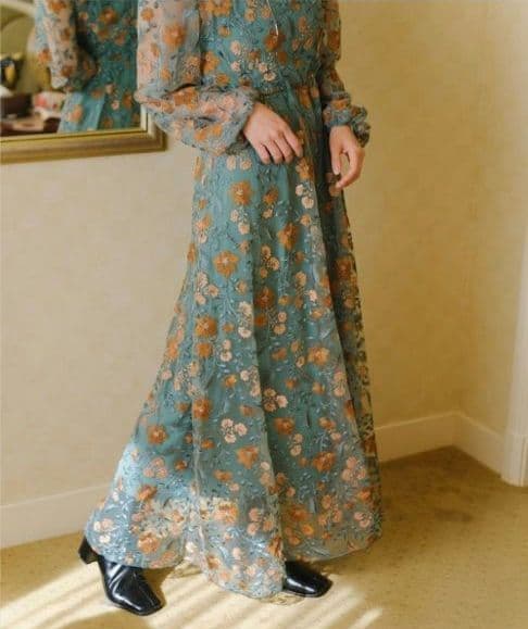 美品 Kastane カスタネ embroidery organdy dress