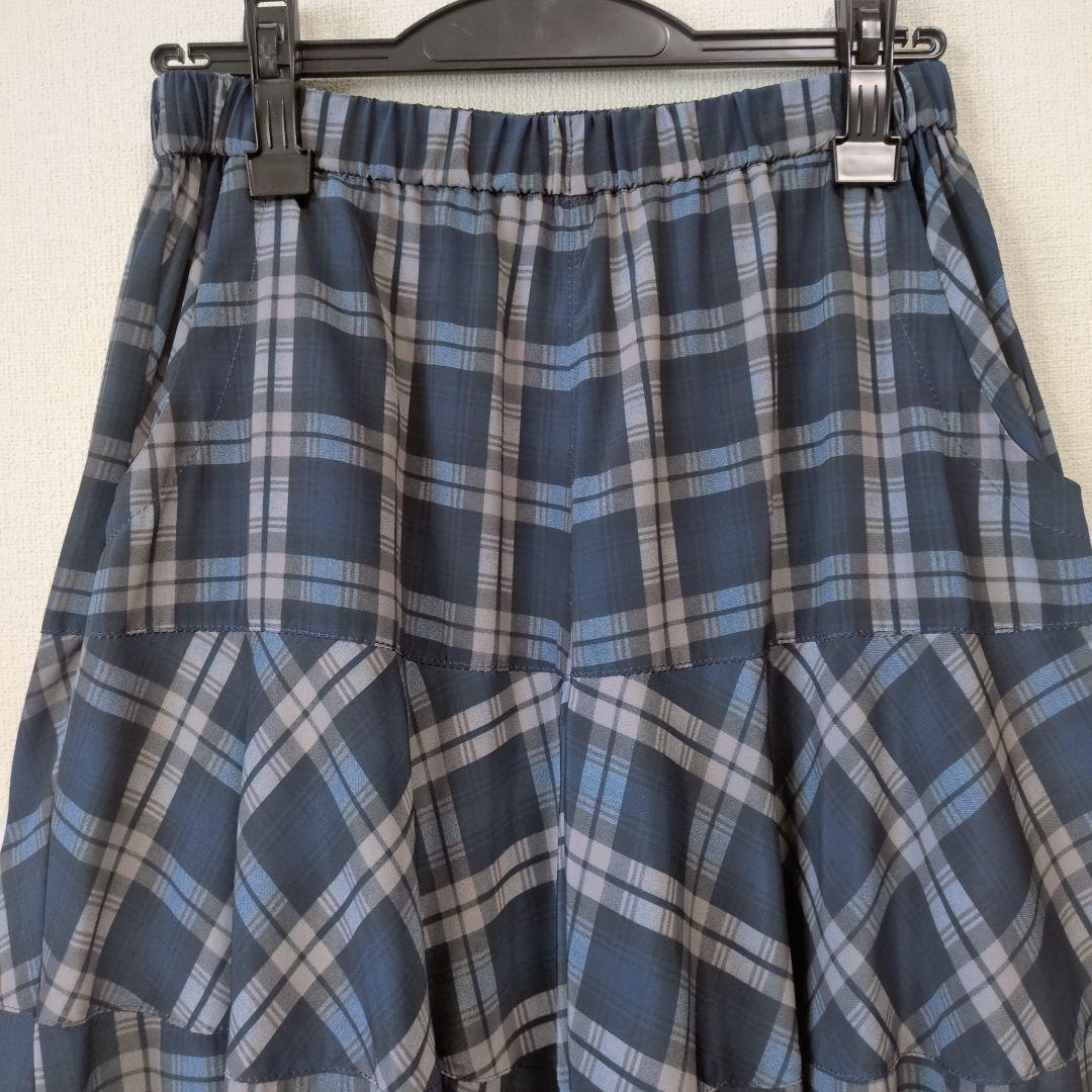 【涼感】アルベロベロ♥️ぶたさんワッペン　ネイビー系チェック　 サルエルパンツ