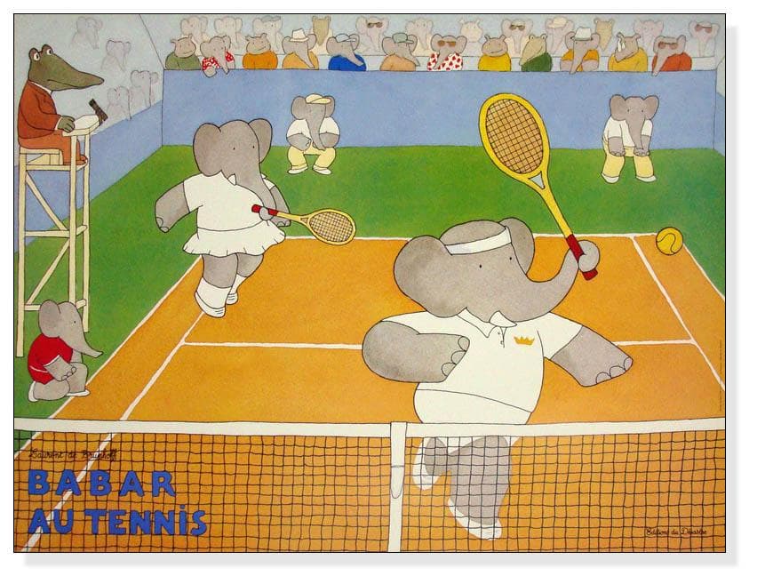 Babar en Tennis 1990年 ブリュノフ アートポスター