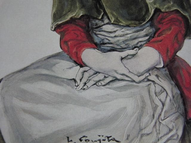 藤田嗣治、【鍵と少女】、希少な限定額装用画集画、新品高級額 額装付